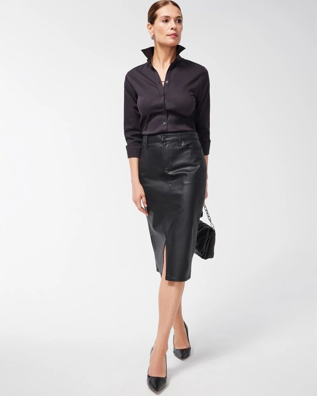 Coated Denim Skirt - image 2